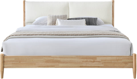 Faye Cream Fabric Upholstered King Bed, 1 Piece