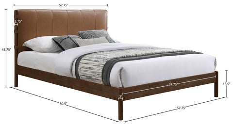 Sloane Cognac Vegan Leather Upholstered Full Bed, 1 Piece