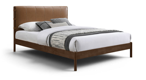Sloane Cognac Vegan Leather Upholstered Full Bed, 1 Piece