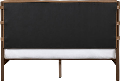 Sloane Cognac Vegan Leather Upholstered King Bed, 1 Piece