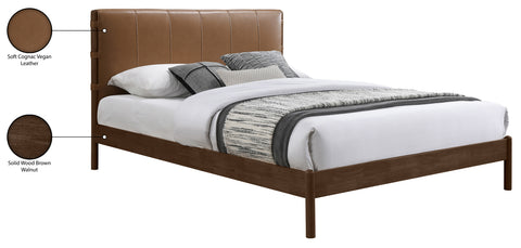 Sloane Cognac Vegan Leather Upholstered Queen Bed, 1 Piece