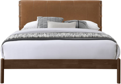 Sloane Cognac Vegan Leather Upholstered Queen Bed, 1 Piece