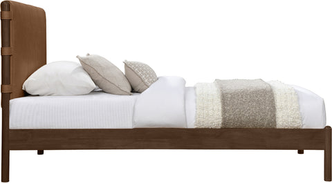 Sloane Cognac Vegan Leather Upholstered Twin Bed, 1 Piece