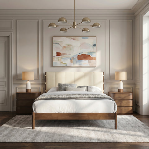 Sloane Cream Vegan Leather Upholstered King Bed, 1 Piece
