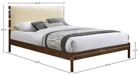 Sloane Cream Vegan Leather Upholstered Queen Bed, 1 Piece