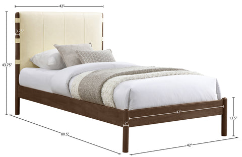 Sloane Cream Vegan Leather Upholstered Twin Bed, 1 Piece