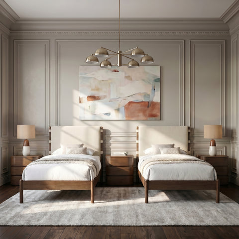 Sloane Cream Vegan Leather Upholstered Twin Bed, 1 Piece