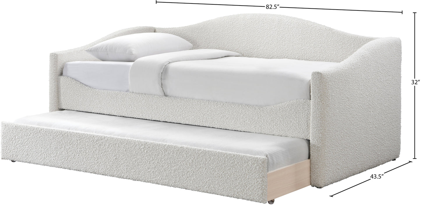 kennedy cream boucle fabric twin daybed