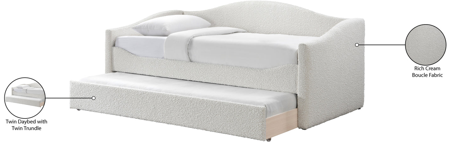 kennedy cream boucle fabric twin daybed