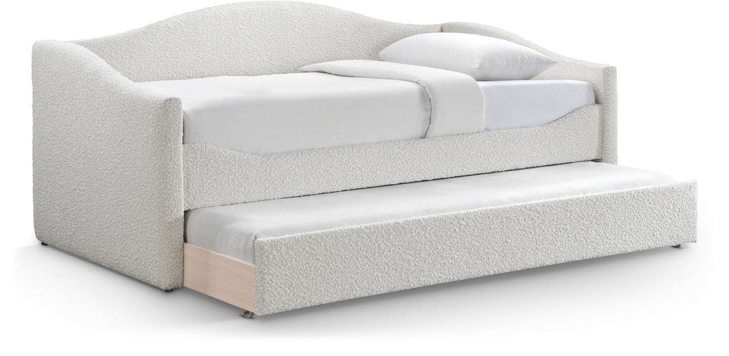 kennedy cream boucle fabric twin daybed