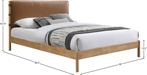 Quinn Cognac Vegan Leather Upholstered Full Bed, 1 Piece