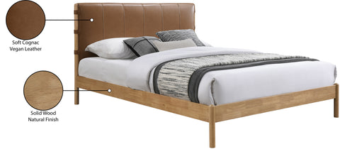 Quinn Cognac Vegan Leather Upholstered Full Bed, 1 Piece