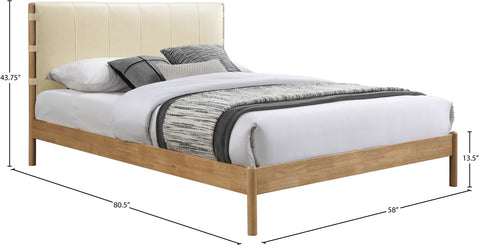 Quinn Cream Vegan Leather Upholstered Full Bed, 1 Piece