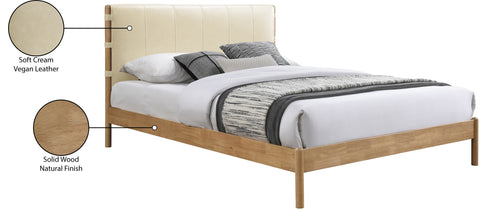 Quinn Cream Vegan Leather Upholstered Full Bed, 1 Piece