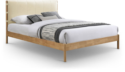 Quinn Cream Vegan Leather Upholstered King Bed, 1 Piece