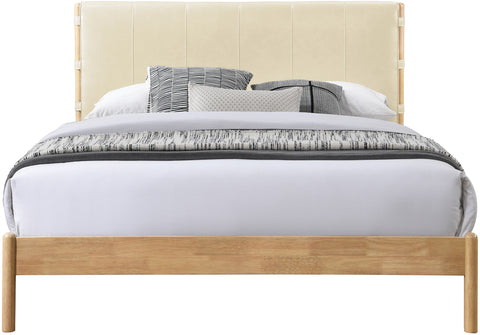Quinn Cream Vegan Leather Upholstered Queen Bed, 1 Piece