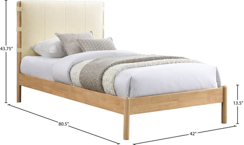 Quinn Cream Vegan Leather Upholstered Twin Bed, 1 Piece