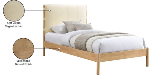 Quinn Cream Vegan Leather Upholstered Twin Bed, 1 Piece