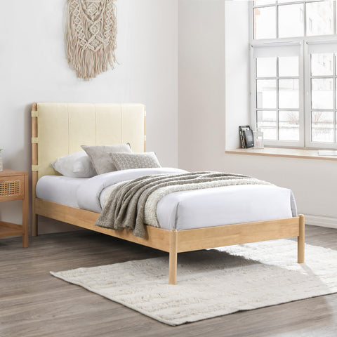 Quinn Cream Vegan Leather Upholstered Twin Bed, 1 Piece