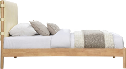 Quinn Cream Vegan Leather Upholstered Twin Bed, 1 Piece