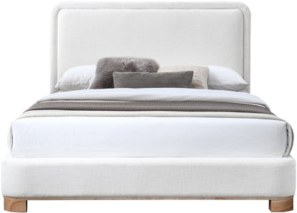 Naya Cream Linen Textured Fabric King Bed