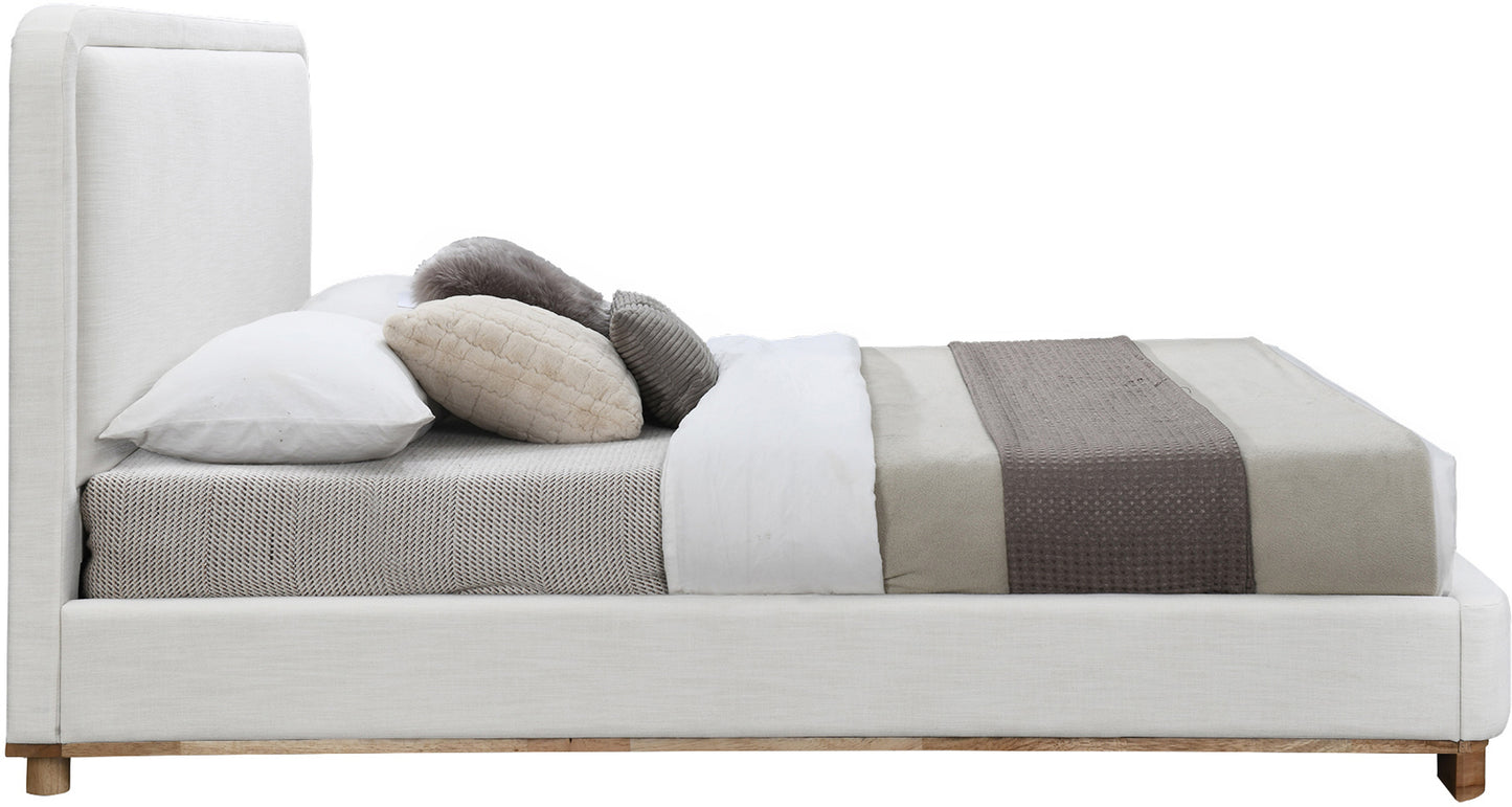 naya cream linen textured fabric king bed