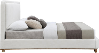 Naya Cream Linen Textured Fabric King Bed