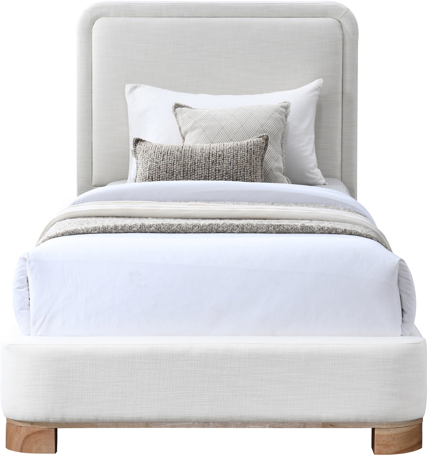 naya cream linen textured fabric twin bed