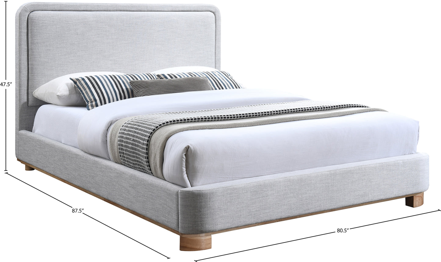 naya grey linen textured fabric king bed