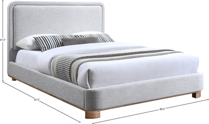 Naya Grey Linen Textured Fabric King Bed