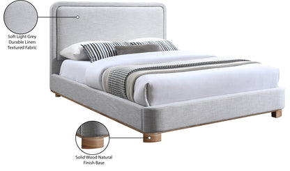 Naya Grey Linen Textured Fabric King Bed