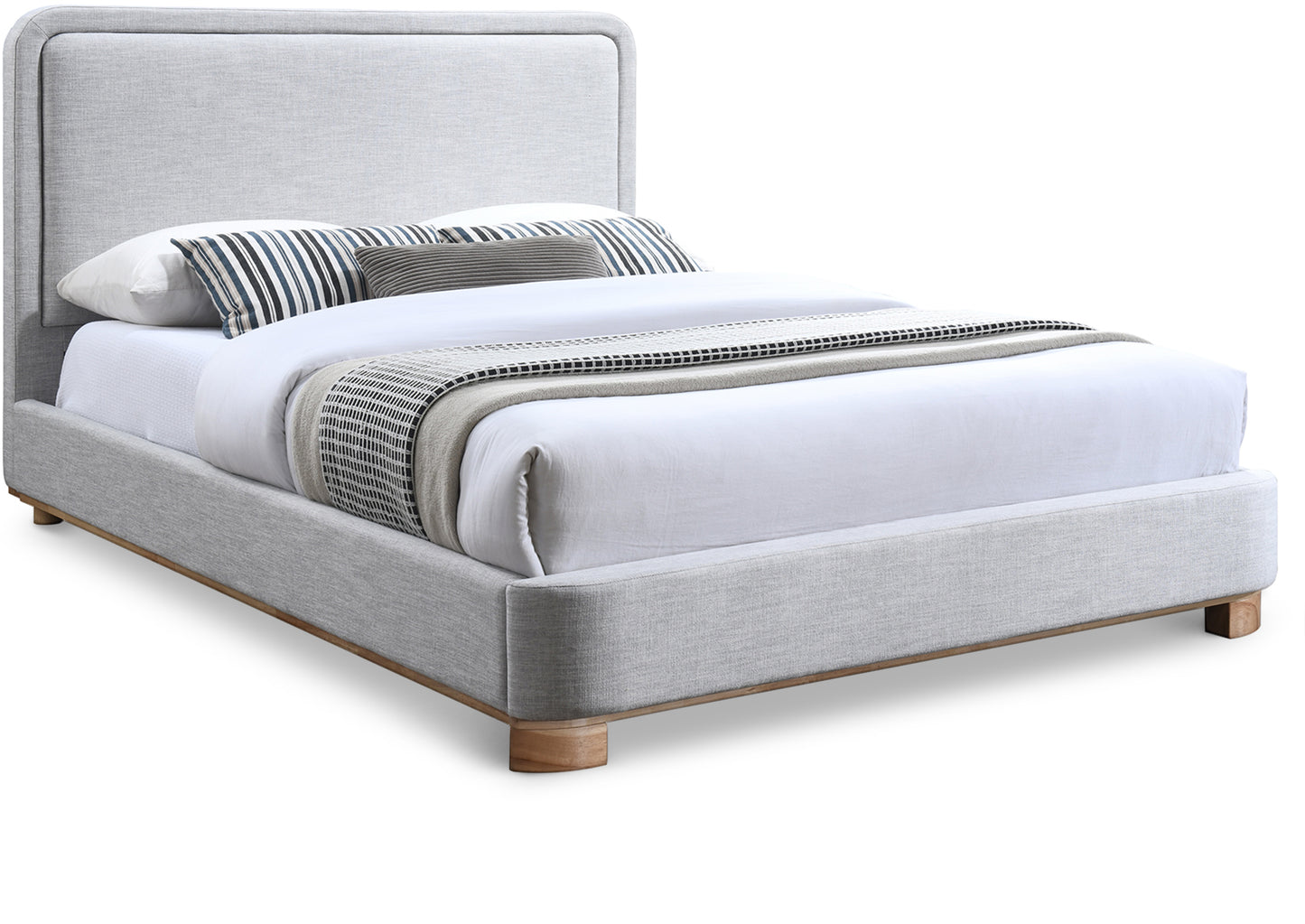 naya grey linen textured fabric king bed