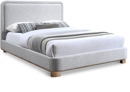 Naya Grey Linen Textured Fabric King Bed