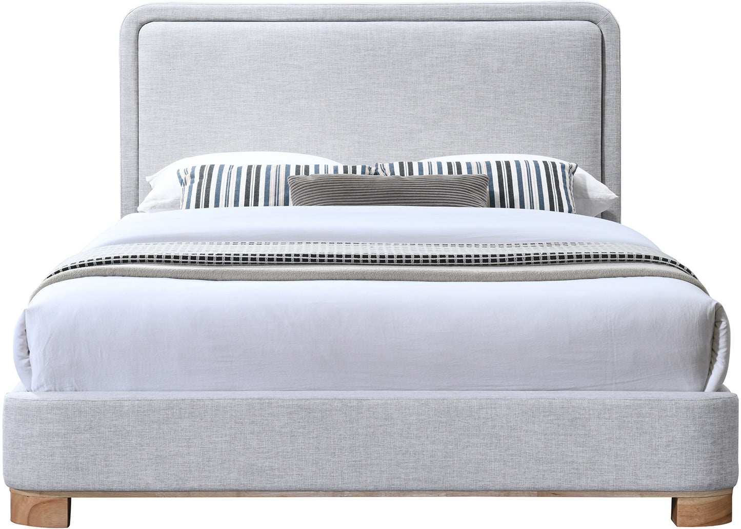 naya grey linen textured fabric king bed