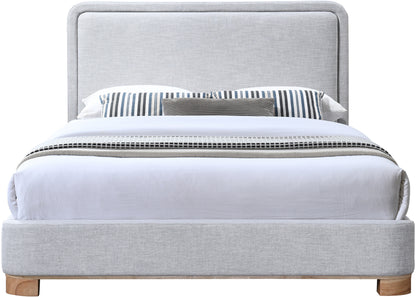 Naya Grey Linen Textured Fabric King Bed