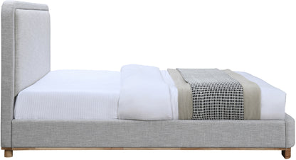 Naya Grey Linen Textured Fabric King Bed