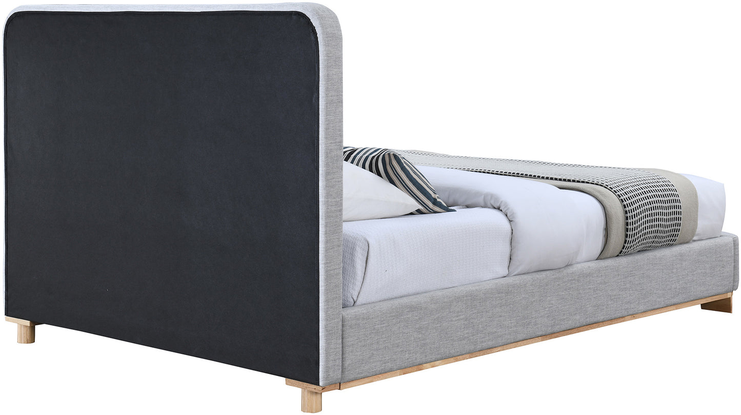 hugo grey linen textured fabric king bed k