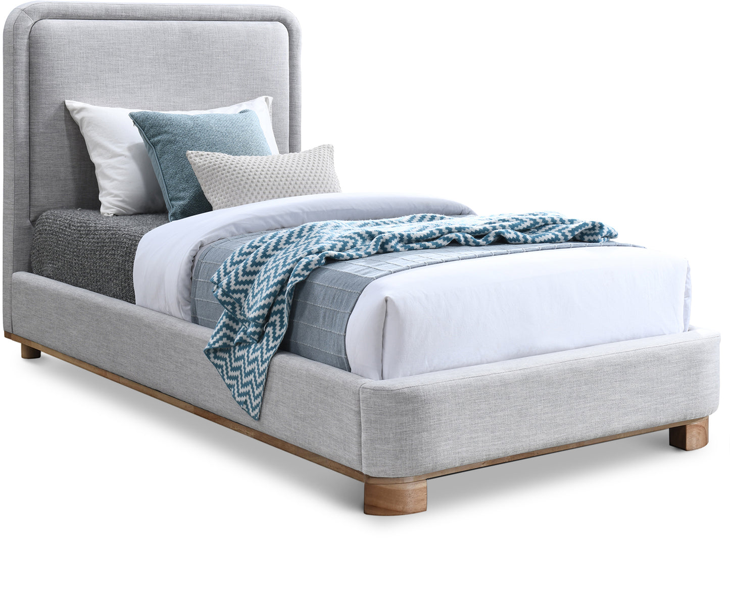 naya grey linen textured fabric twin bed