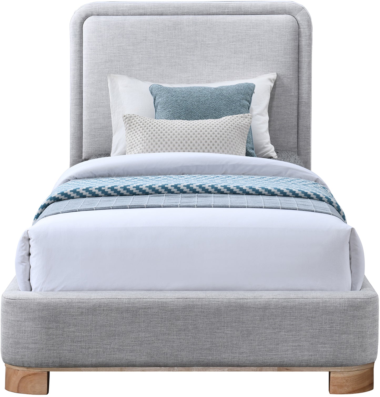 naya grey linen textured fabric twin bed