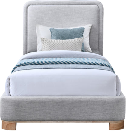 Naya Grey Linen Textured Fabric Twin Bed