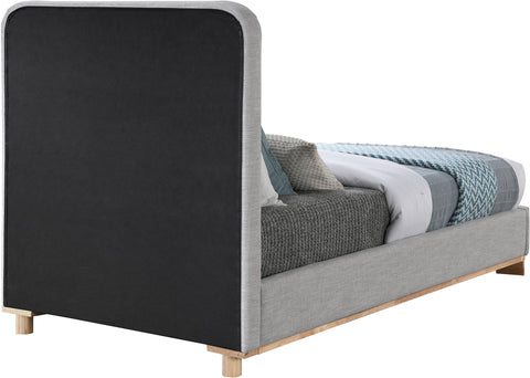 Hugo Grey Linen Textured Fabric Twin Bed T