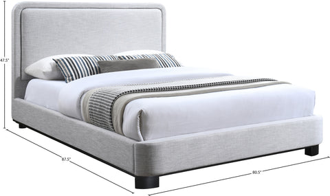 Farrah Grey Linen Textured Fabric Upholstered King Bed, 1 Piece (Style 2)