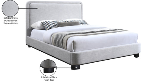 Farrah Grey Linen Textured Fabric Upholstered King Bed, 1 Piece (Style 2)