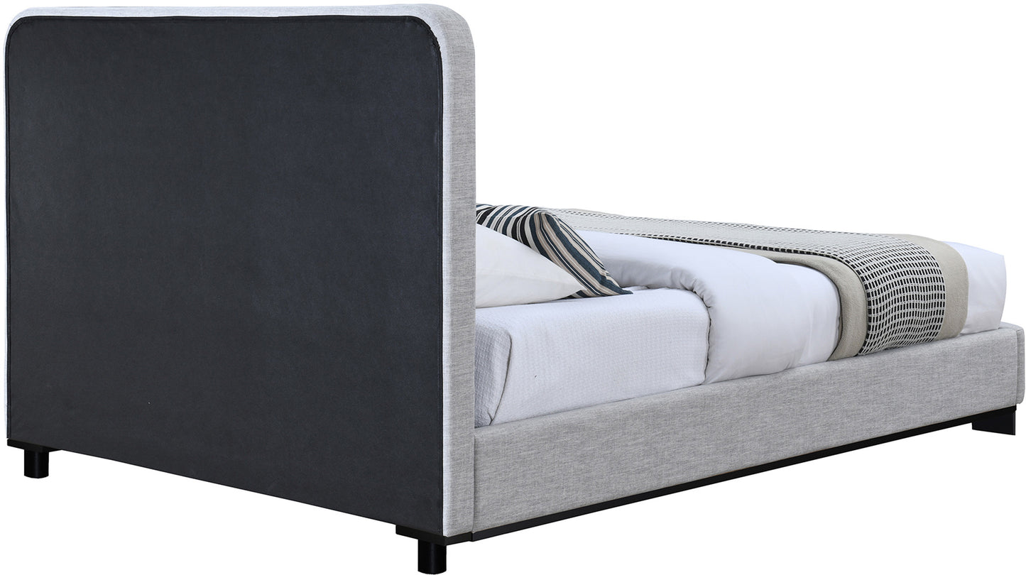 hugo grey linen textured fabric king bed k