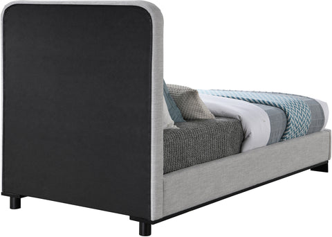 Hugo Grey Linen Textured Fabric Twin Bed T