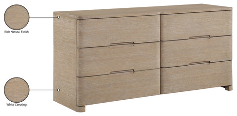 Noelle Natural Oak Veneer And Solid Wood Dresser, 1 Piece