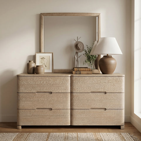 Noelle Natural Oak Veneer And Solid Wood Dresser, 1 Piece