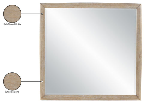 Noelle 42" Natural Oak Veneer And Solid Wood Frame Mirror, 1 Piece