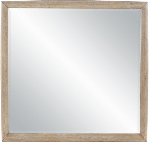 Noelle 42" Natural Oak Veneer And Solid Wood Frame Mirror, 1 Piece