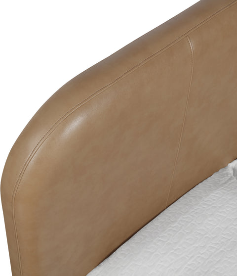 Noelle Natural Vegan Leather Upholstered Full Bed, 1 Piece